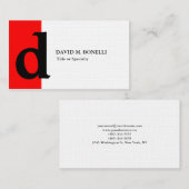 Linen trendy moderne rote Monogramm Visitenkarte (Vorne/Hinten)