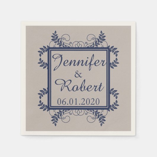 Linen und Vintage Hochzeit Napkin Serviette (Vorderseite)