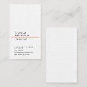 Linen Vertikal Red White Trendy Minimalistisch Sch Visitenkarte (Vorne/Hinten)