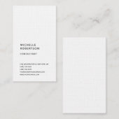 Linen Vertikal White Trendy Minimalistisch Schlich Visitenkarte (Vorne/Hinten)