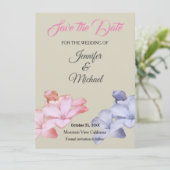 Linen Wedding Beruflich Classical Floral Save The Date (Stehend Vorderseite)