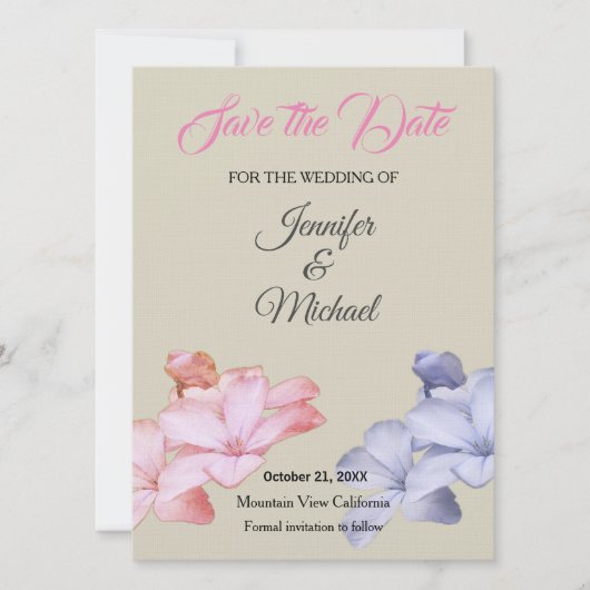 Linen Wedding Beruflich Classical Floral Save The Date (Vorderseite)