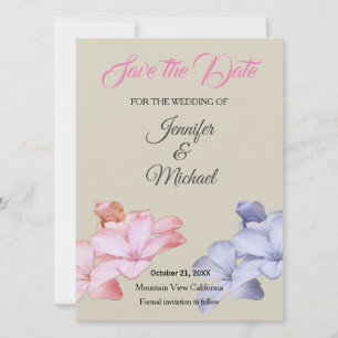 Linen Wedding Beruflich Classical Floral Save The Date