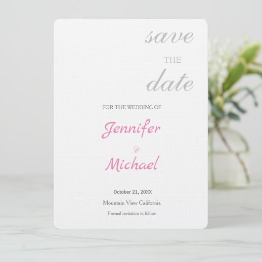 Linen Wedding Beruflich Minimalistisch Moderne Sch Save The Date (Stehend Vorderseite)