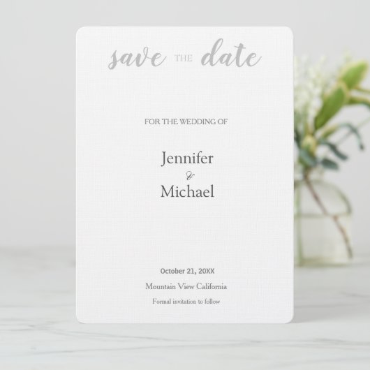 Linen Wedding Beruflich Minimalistisch Moderne Sch Save The Date (Stehend Vorderseite)
