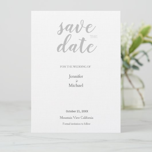Linen Wedding Beruflich Minimalistisch Moderne Sch Save The Date (Stehend Vorderseite)