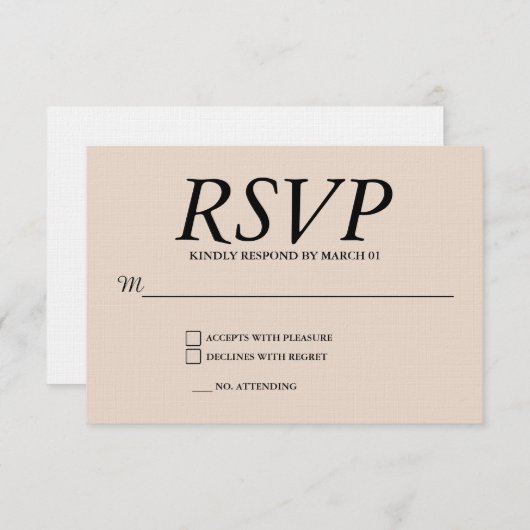 Linen Wedding RSVP Antwort Moderne (Vorne/Hinten)