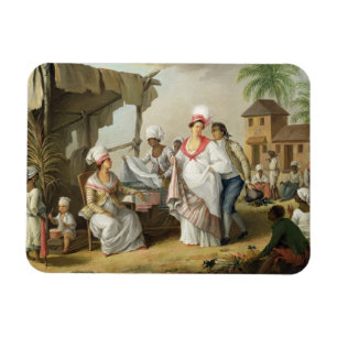 Linenmarkt, Roseau, Dominica, c.1780 (Öl auf Dosen Magnet