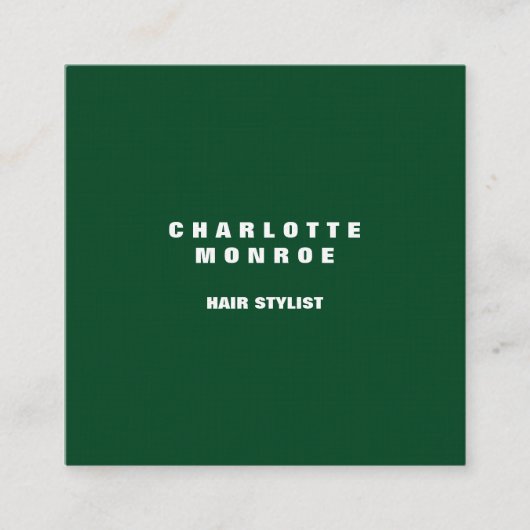 Linenwald Grün Moderne Minimalistische Berufliche Quadratische Visitenkarte (Vorderseite)