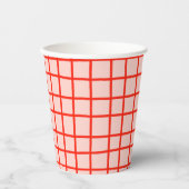 Lines Grid Hand Gezeichnet Rustikal Whimsical Rosa Pappbecher (Vorderseite)