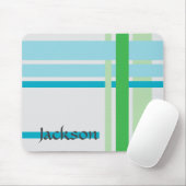 Lines in Blue and Lines in Green Mousepad (Mit Mouse)