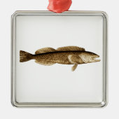 Lingcod-Logo Silbernes Ornament (Vorne)