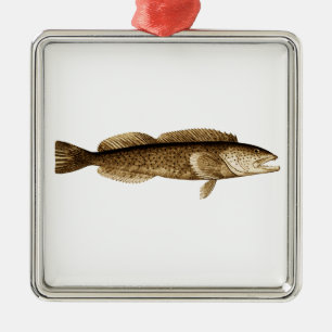 Lingcod-Logo Silbernes Ornament