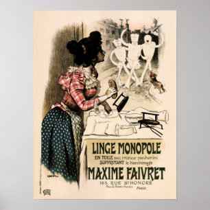 LINGE MONOPOLE Waschküche Kleidung Auguste Roedel Poster