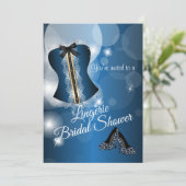 Lingerie Blue Brautparty Party Einladung (Stehend Vorderseite)