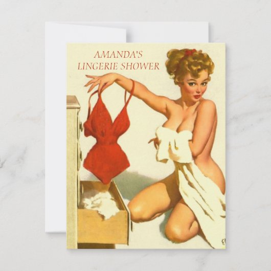 Lingerie Brautdusche Einladung (Vorderseite)