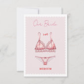 Lingerie Brautparty Bachelorette Size Card Dankeskarte (Vorderseite)