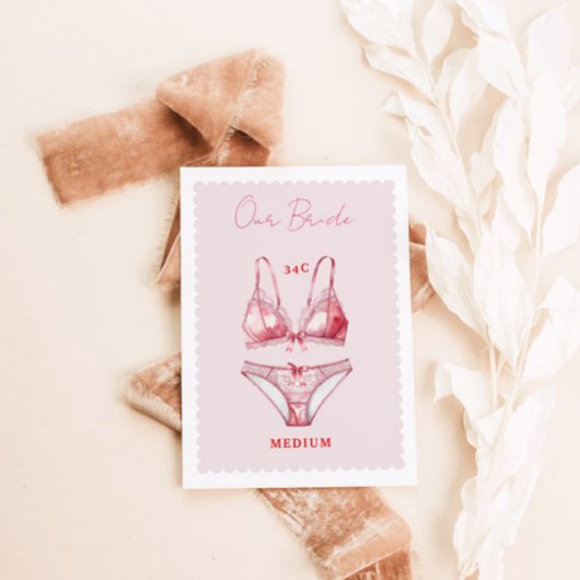 Lingerie Brautparty Bachelorette Size Card Dankeskarte