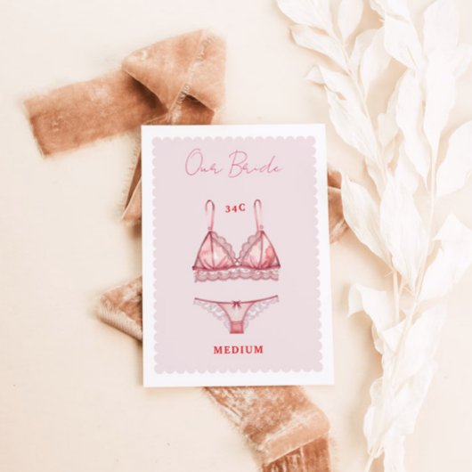 Lingerie Brautparty Bachelorette Size Card Dankeskarte