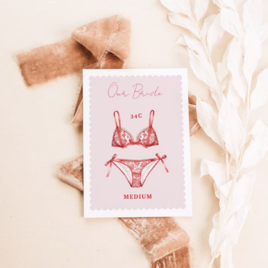 Lingerie Brautparty Bachelorette Size Card Dankeskarte