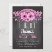 Lingerie Brautparty Chalkboard Rosa Floral Einladung (Vorderseite)