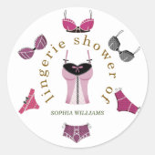 Lingerie Brautparty Floral Theme Runder Aufkleber (Vorderseite)