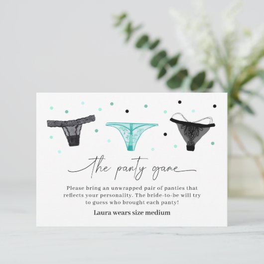 Lingerie Brautparty Panty Game Card Dankeskarte (Stehend Vorderseite)
