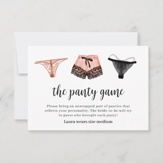 Lingerie Brautparty Panty Game Card Dankeskarte (Vorderseite)