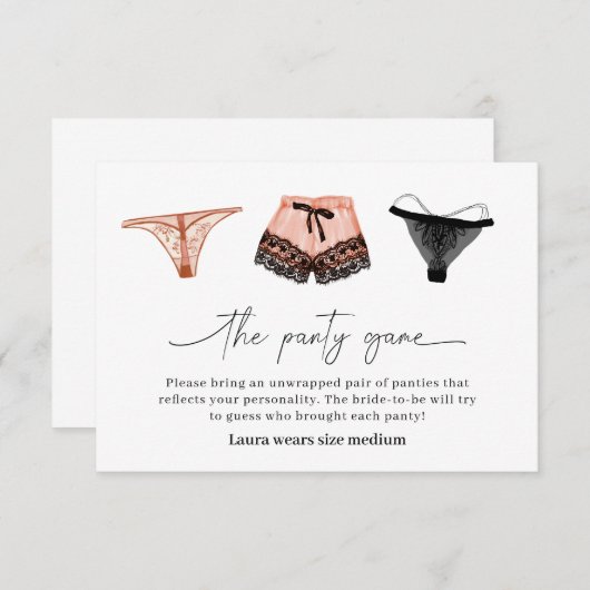 Lingerie Brautparty Panty Game Card Dankeskarte (Vorne/Hinten)