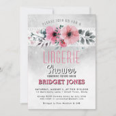 Lingerie Brautparty Pink Wasserfarben Blumenmoor Einladung (Vorderseite)