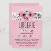 Lingerie Brautparty Rosa Blumenstrauß Einladung (Vorne/Hinten)