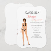 Lingerie Brautparty Schwarze Einladung (Vorne/Hinten)