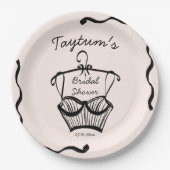 Lingerie-Brautparty-Wavy-Grenzskizze Pappteller (Vorderseite)