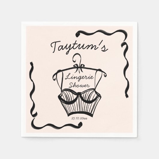 Lingerie-Brautparty-Wavy-Grenzskizze Serviette (Vorderseite)