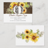 Lingerie Brautparty Zebra Pumpkin n Sonnenblumen Begleitkarte (Vorne/Hinten)