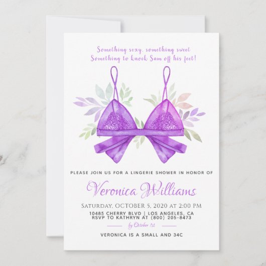 Lingerie Bridal Dusche Einladung (Vorderseite)