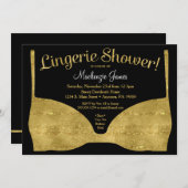 Lingerie Bridal Dusche Einladung Gold Glam (Vorne/Hinten)