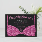 Lingerie Bridal Dusche Einladung Pink Glam (Stehend Vorderseite)