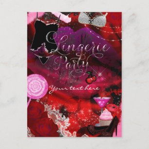 Lingerie & Candy Party Mädchen Einladungsflyer Einladungspostkarte