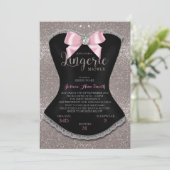 Lingerie Dusche Bachelorette Einladung Silber (Stehend Vorderseite)