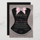 Lingerie Dusche Bachelorette Einladung Silber (Vorne/Hinten)