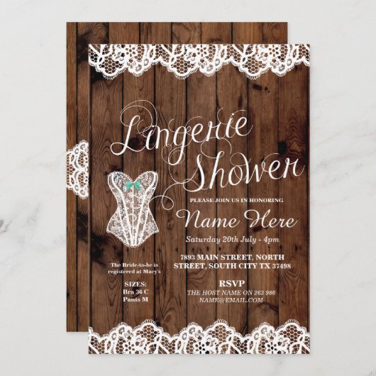 Lingerie Dusche Brautparty Corset Lace Einladung (Vorne/Hinten)