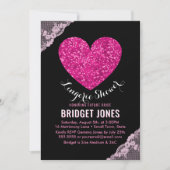 Lingerie Dusche Brautparty Rosa Herzrasen Einladung (Vorderseite)
