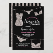 Lingerie Dusche Brautparty Silver Glitzer Pink Einladung (Vorne/Hinten)