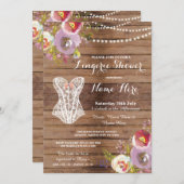 Lingerie Dusche Brautparty Wood Floral Einladung (Vorne/Hinten)
