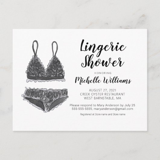 Lingerie Dusche Bridal Dusche Einladung Postkarte (Vorderseite)