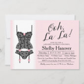 Lingerie Dusche einladen, Ooh La Black & Pink Lace Einladung (Vorderseite)
