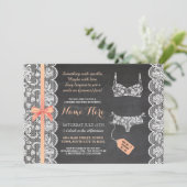 Lingerie-Dusche Einladende Coral-Brautparty-Spitze Einladung (Stehend Vorderseite)