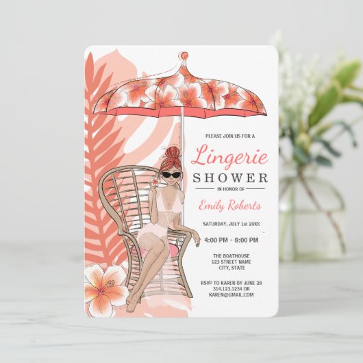 Lingerie-Dusche Einladung (Stehend Vorderseite)