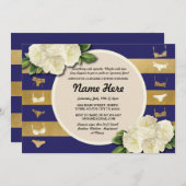 Lingerie Dusche Einladung Navy Stripes Brautparty (Vorne/Hinten)